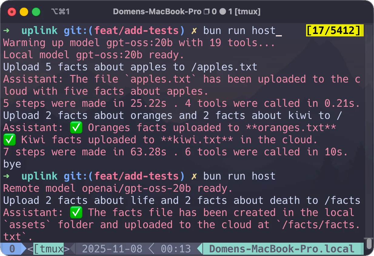 CLI prompt showing the generated apples.txt file upload